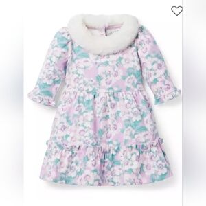 Janie & Jack faux fur collared ponte winter dress